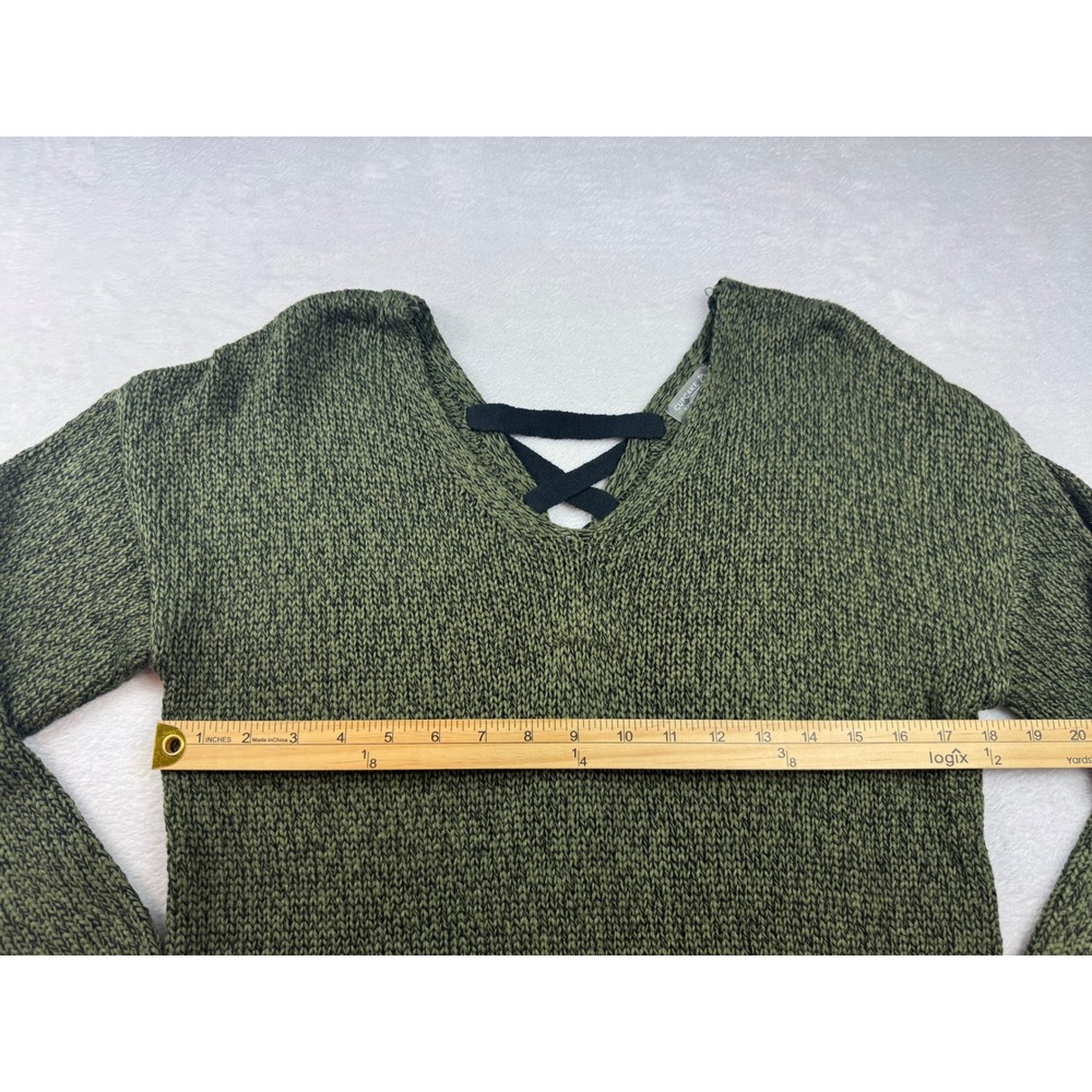 Cupcake Clothing Ltd Womens Medium Olive Green Lace Up Back V-Neck Knit Sweater - Picture 3 of 6